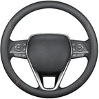 LKWLIKEI Nappa Premium Leather car Steering Wheel Cover, Non-Slip, Breathable, Universal 15 inches (red Blue line)