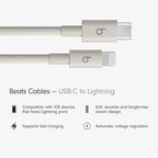 Beats USB-C to Lightning Woven Cable Fast Charging Durable/Tangle-Free Compatible Charger for Apple Devices w Lightning Ports