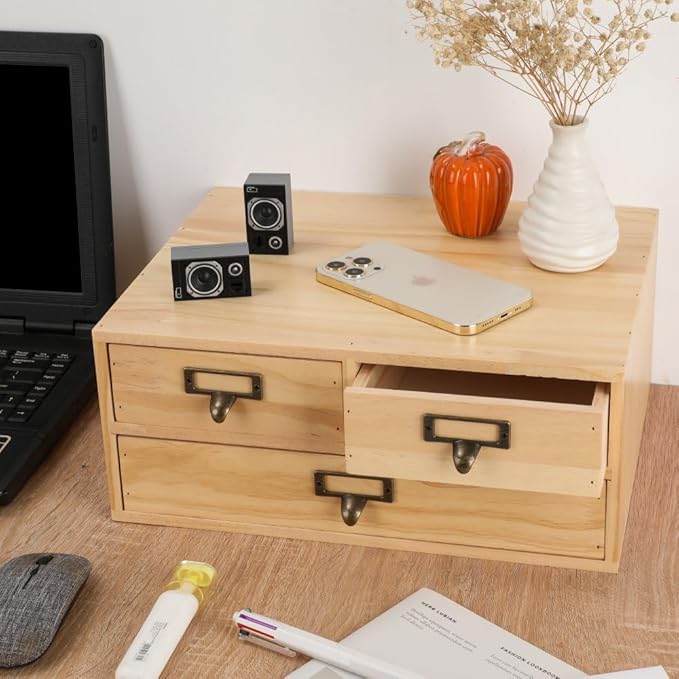 Wooden Storage Box Apothecary Drawers Vintage Wooden Box Wood Desktop Organizer Countertop Drawers Library Card Catalog Cabin