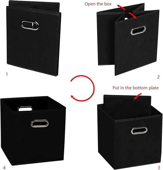 Yunkeeeper storage bins Cubes, Fabric Cube Organizer with Handle, Foldable Cube Bins for Cloth or Accessary Storage, 11x11x11