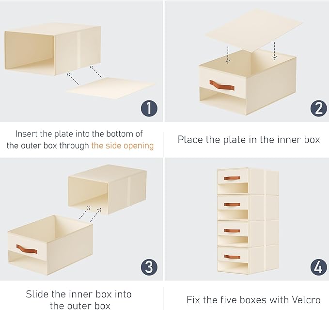 DIMJ Closet Organizers and Storage - Fabric Bins with Drawers for Closet Foldable Clothes Organizers with Clear Window, Stack