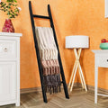 Decorative Wooden Blanket Ladder for the Living Room and Bedroom, 5ft 8 inch, Pine Wood Quilt Ladder, 6-Tier Wall Leaning Bla