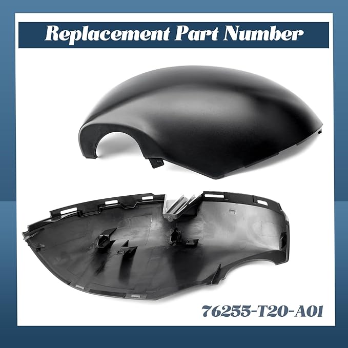 76255-T20-A01 Lower Rearview Mirror Cover Compatible with Honda Civic 11th 2022 2023 2024 2025 without Turn Signal Models Left Driver Side Mirror Bottom Cover Cap Black Replacement Part