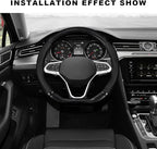 Car Breathable Steering Wheel Cover, Carbon Fiber Wear-Resistant D Shape Steering Wheel Protector for Comfy Grip, Universal N