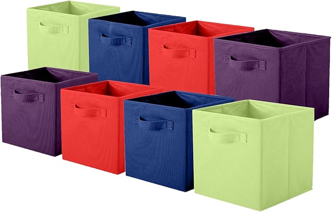 ShellKingdom Storage Bins, Foldable Fabric Storage Cubes And Cloth Storage Organizer Drawer For Closet And Toys, 8 Pack (Red+