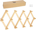 AMAPON Accordion Style Expandable Wall Wooden Coat Rack 13 Hooks (Pegs) Hang Hats Jackets Coffee Mug Purses Necklaces Towels 