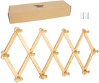 AMAPON Accordion Style Expandable Wall Wooden Coat Rack 13 Hooks (Pegs) Hang Hats Jackets Coffee Mug Purses Necklaces Towels 