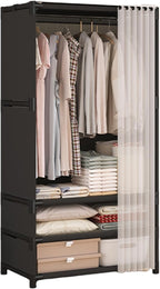 Portable Closet,Portable Closets for Hanging Clothes,Japanese Style Wardrobe with 1 Hanging Rods,2 Storage Shelves,27.5" L x 
