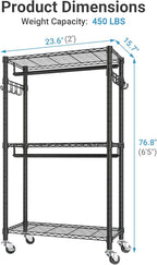 VIPEK R2 Mini Rolling Clothes Rack Heavy Duty Clothing Rack for Hanging Clothes Adjustable Portable Closet Metal Clothes Rack
