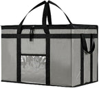 NZ home Insulated Bags for Food Delivery (3XL PRO) Grocery Shopping Cooler Bag, Pizza Delivery, Hot & Cold Catering Tote, Reusable, Foldable & Heavy Duty (Gray)