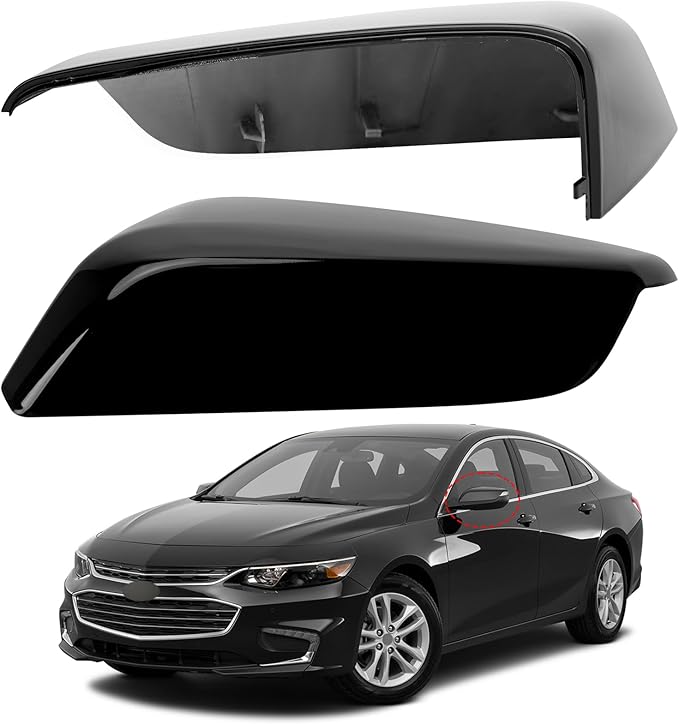 Driver Side Mirror Cover Replacement for Chevrolet Chevy Malibu 2016 2017 2018 2019 2020 2021 2022 2023 2024 2025 - Left Side Mirror Covers, Rear View Mirror Cap Accessories Black