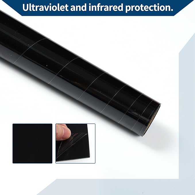 Car Window Tint Film Window Privacy Film Car Carbon 2PLY PET 9.84 ft x 19.69 Inch 1 Pc Black VLT 16% IRR 60% UVR 95%