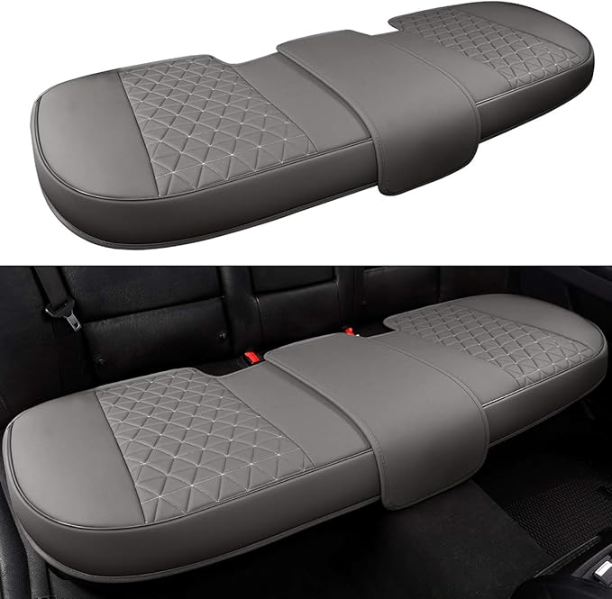 Black Panther Luxury PU Leather Rear Car Seat Cover Adjustable Length (49-55'') Back Bench Seat Protector Fits 90% Standard T