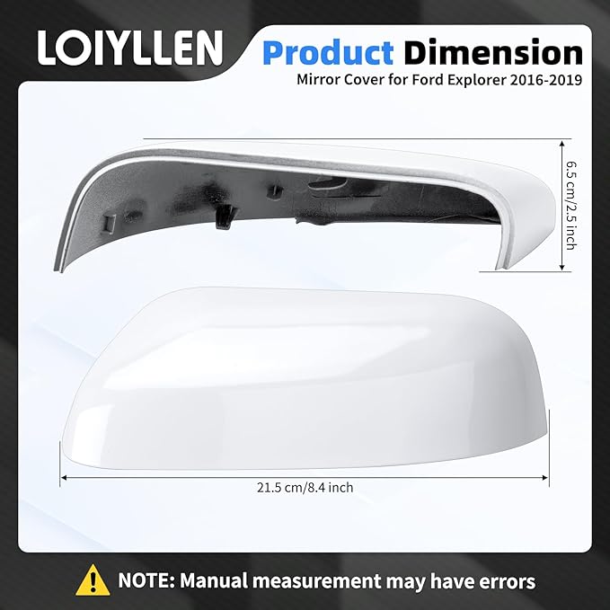 Driver Side Mirror Cover Replacement for Ford Explorer 2016 2017 2018 2019 - Left Side Mirror Covers, Rear View Mirror Cap Accessories White