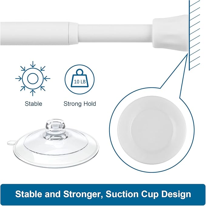 TYRON Spring Tension Curtain Rod 17 to 28 Inch, Extendable Pressure Curtain Rod Tension, Window Rods for Curtains, Kitchen, B