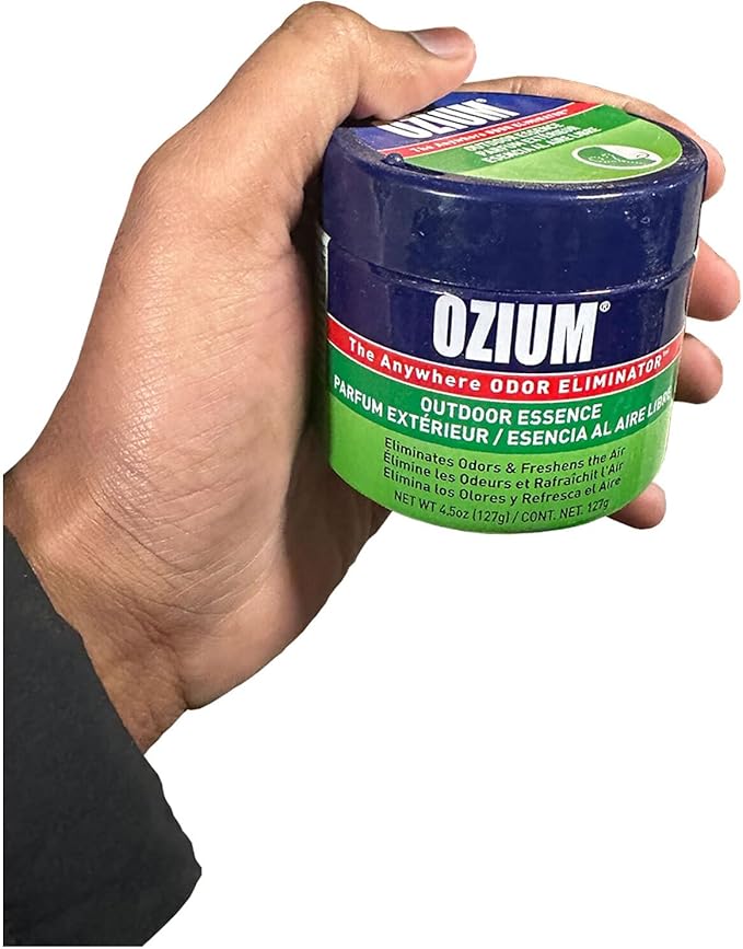 Ozium 4.5 Oz. Odor Eliminating Gel for Homes, Cars, Offices and More (Original + Carbon Black + Outdoor Essence + That New Ca
