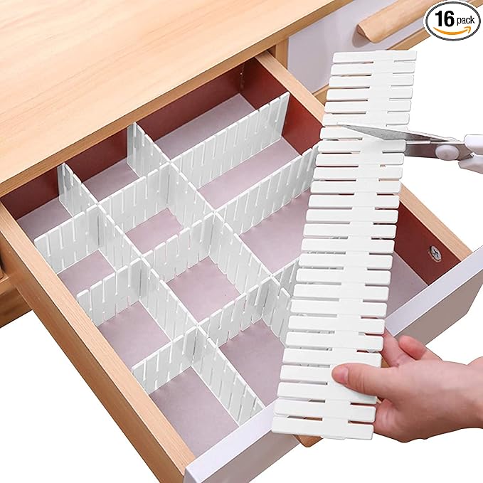 Drawer Divider Adjustable DIY Storage Organizer Separator for Tidying Clutter Cutlery Underwear Socks Clothes Dresses Desk & 