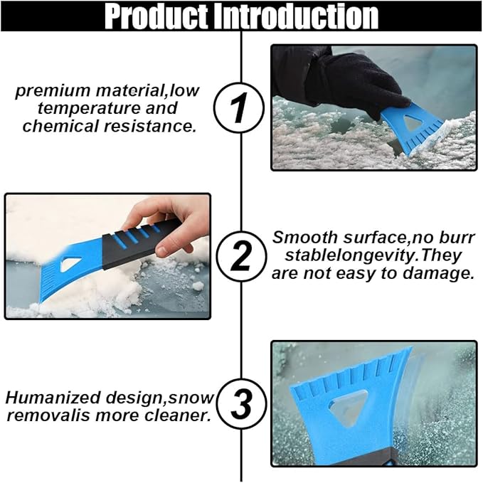 12PCS Snow and Ice Scraper for Car Windshield - Ice Snow Frost Removal Tool with Non-Slip Handle - Plastic Snow Scraper Auto Window Shovel Tool - Winter Windshield Defroster Tool No Scratch for Cars