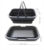 SAMMART SAMMART 9.2L (2.37Gallon) Collapsible Tub with Handle - Portable Outdoor Picnic Basket/Crater - Foldable Shopping Bag - Space Saving Storage Container (1, Black)