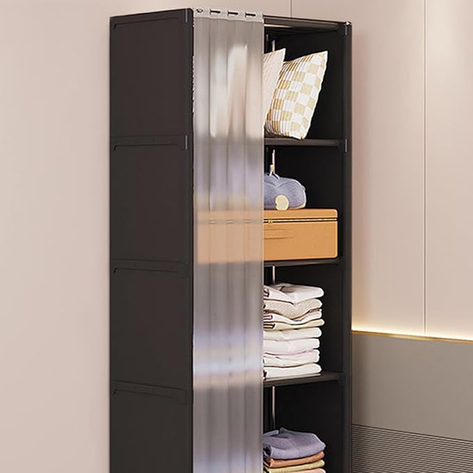 Portable Closet Wardrobe for Small Room, Clothes Storage Rack, Clothes Organizer Cabinet, Dust-Proof Garment Shelf for Home B