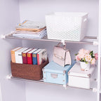 Hershii Expandable Closet Tension Shelf Rod Adjustable Storage Rack Heavy Duty DIY Organizer Divider for Wardrobe Cupboard Ki