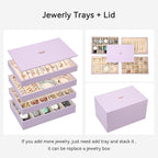 Voova Stackable Jewelry Organizer Tray with Lid, PU Leather Jewelry Storage Holder for Drawer Inserts, Jewellery Display Box 
