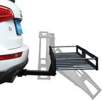 TOOENJOY 59" x 15.5" x 5" Skinny Roof Cargo Carrier Basket, Foldable and Tilting Design, 200 LBS Capacity, Fits 2" Hitch Receiver for SUV Pickup Truck