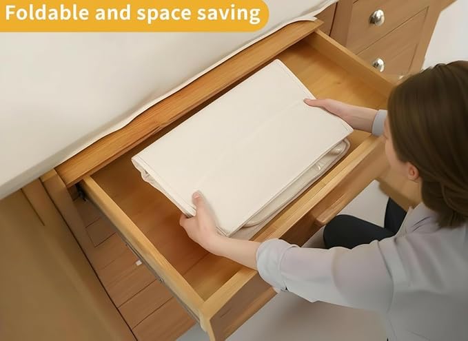 Soft Canvas Clothes Storage Bags with Four Carrying Handles and Clear Window, Closet Organizer for Clothing, Blankets Sheets 