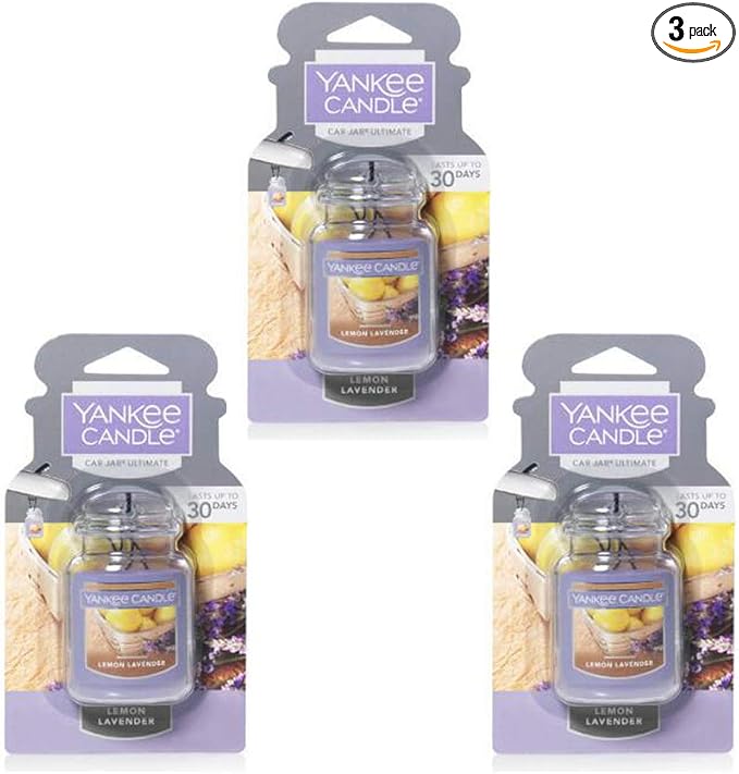 Yankee Candle Car Air Fresheners, Hanging Car Jar Ultimate, Neutralizes Odors Up To 30 Days, Lemon Lavender, 0.96 OZ (Pack of