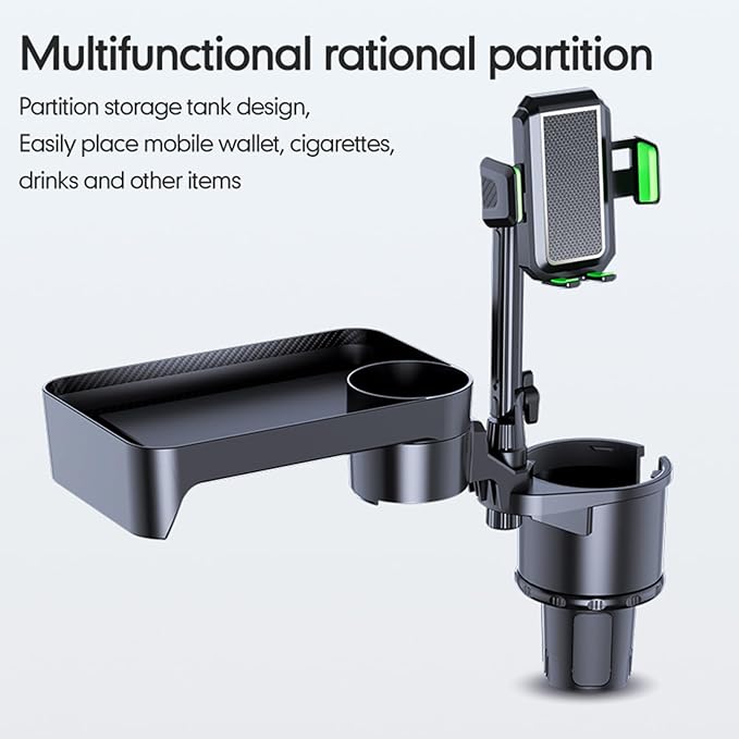Car Cup Holder Multifunctional Cup Holder Expander with ° Rotation Tray Mobile Phone Holder Adjustable Base to Front Back Sea