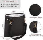 HerMia Hanging Car Trash Can Bin, Garbage Can PU Leather, Waterproof Litter Auto Trash Can for Travelling, Outdoor, and Vehicle (Black)