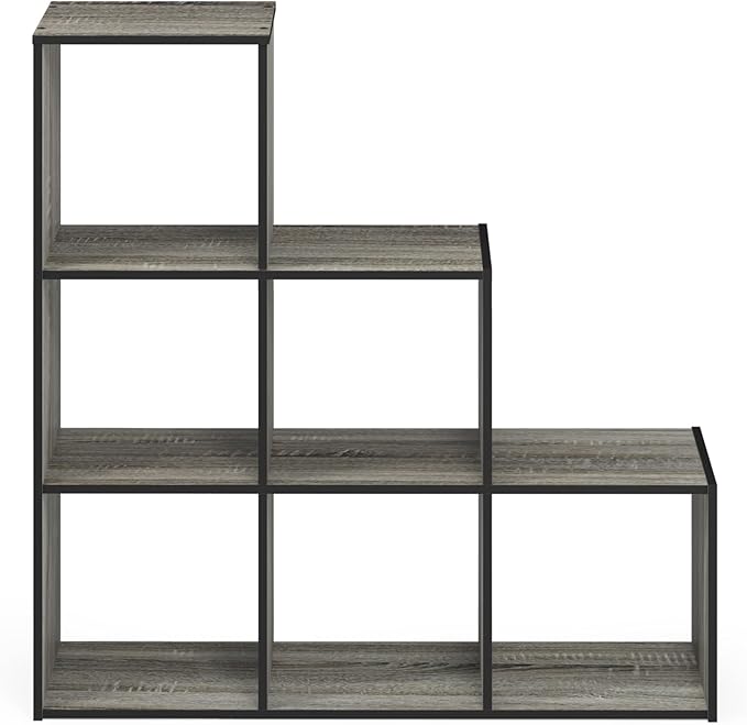 Furinno Pelli 3-2-1 Cubic Storage Cabinet, French Oak Grey/Black