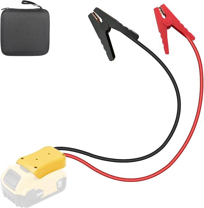 Jumper Cable Clamps for DeWalt 20V Battery Jump Starter, 2.0FT 8AWG Car Battery Jumper Cable with Adapter, Automotive Battery Booster Cable for Tools used to Jump Start a Car