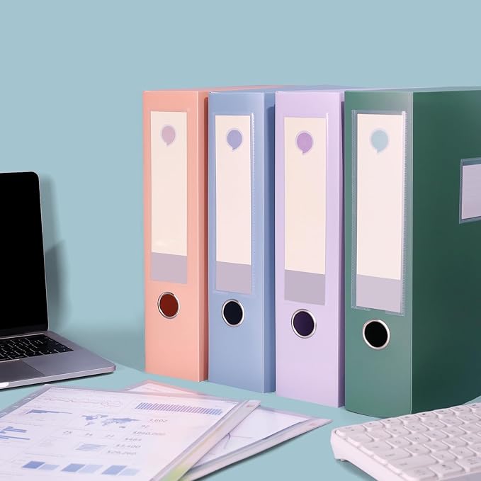 A4 Storage File Boxes Large Capacity Plastic Archives Cases with Lid, 75mm deep, 4 Colores Folding Document Storage Box for O