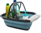 SAMMART SAMMART 9.2L (2.37Gallon) Collapsible Tub with Handle - Portable Outdoor Picnic Basket/Crater - Foldable Shopping Bag - Space Saving Storage Container (1, Grey/See Angel)