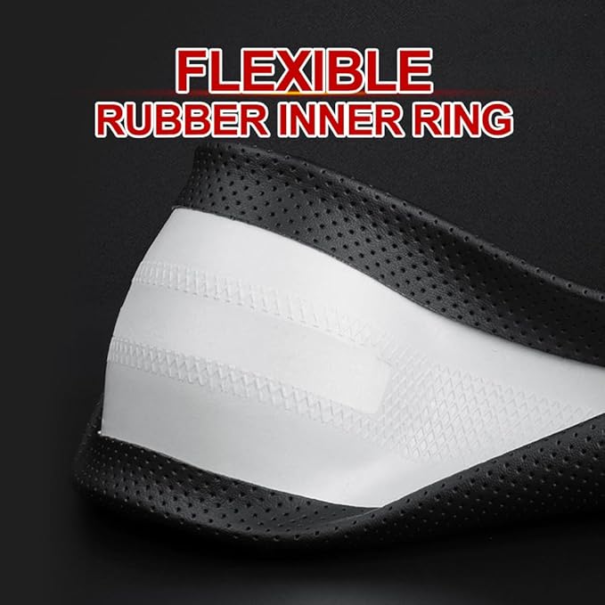 HAOTULE New Nappa Leather car Steering Wheel Cover，for Car Truck SUV 15 inch (Black)