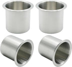Anxingo 4 Pcs Stainless Steel Cup Holder, Silver Poker Table Drink Holder, Drop-in Cup Drink Holder for Yacht Boats RV Cars a