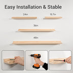 NEXHOME PRO Nursery Book Shelves, 2-Pack Solid Pine Wood Floating Shelves for Wall Kids, Wall Mounted Shelves for Bedroom/Liv