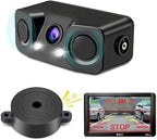 Polarlander 3 in 1 Rear View Camera Waterproof Video Parking Sensor Car Reverse Backup Camerawith 2 Radar Detector Sensors Bi