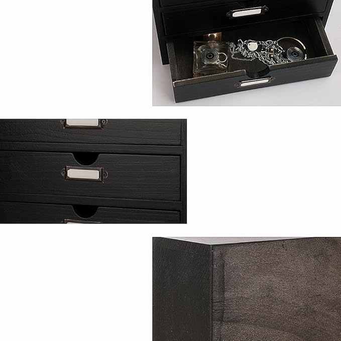 Wooden Storage Box Rustic Desktop Organizer with 2 Drawers Office Desk Accessories Shelf Small Craft Storage Containers Apoth