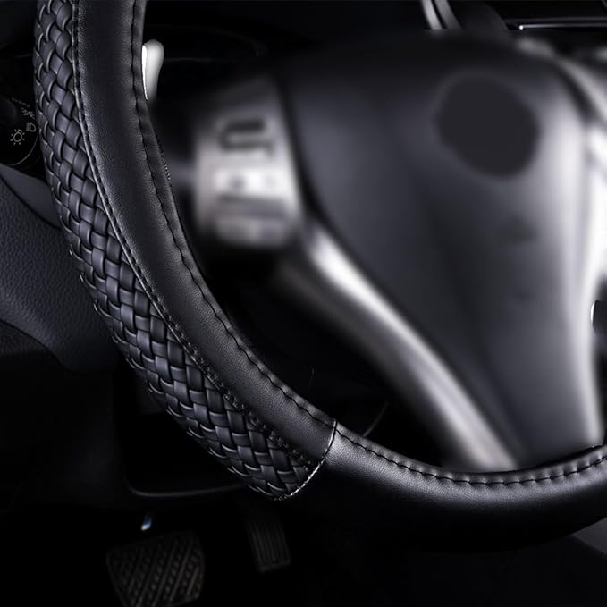 Flying Banner car Steering Wheel Cover Faux Leather Massage Universal fit 3D Honeycomb Hole Anti-Slip Sporty 15 Inches (Sliod