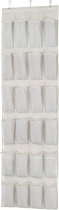 Amazon Basics 24 Medium Mesh Pocket Over-the-Door Hanging Shoe Organizer, Space Saving Shoe Storage, Light Grey | Over-the-Do