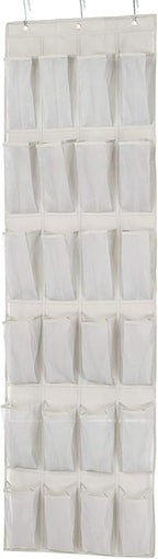 Amazon Basics 24 Medium Mesh Pocket Over-the-Door Hanging Shoe Organizer, Space Saving Shoe Storage, Light Grey | Over-the-Do