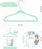 VIS'V Baby Hangers, 11 Inch Velvet Kids Hangers with 6 Pcs Clothes Size Dividers, Infant Toddler Nursery Closet Organization,
