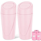 Car Trash Can, 2 Packs Mini Car Trash Bin with Lid, Leakproof Cup Holder Car Garbage Can with 60 Trash Bags, Vehicle Front Back Seat Organizers and Storage for Car, Home, Office, Pink