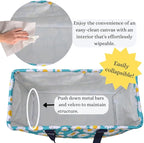 NGIL Extra Large Utility Tote Reusable Grocery Organizing Bag Oversized Collapsible for Storage, Picnic,Car, Beach (Daisy Print-navy)