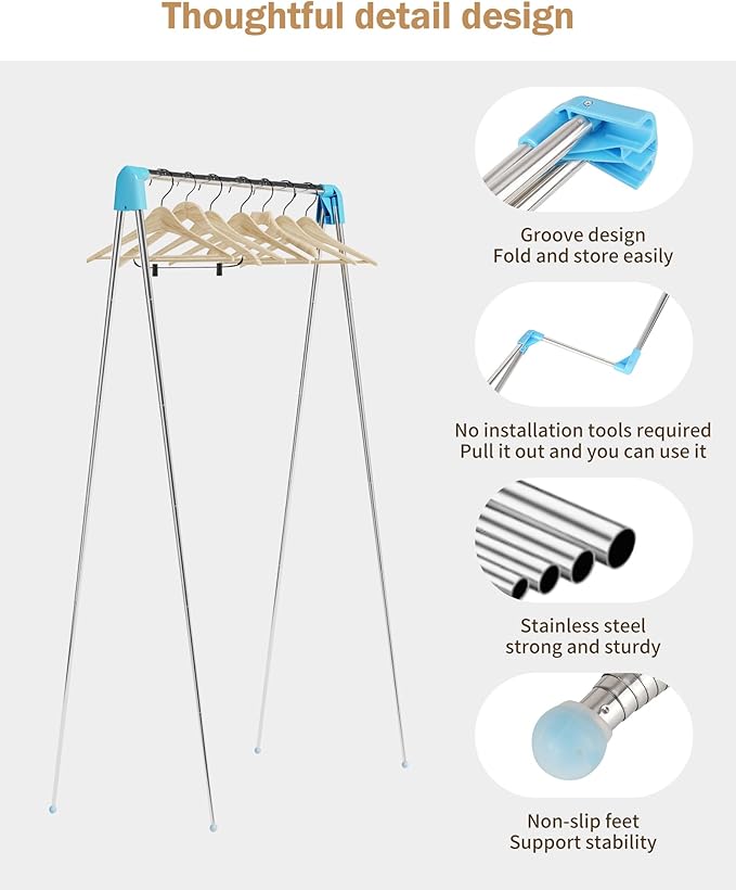 Travel Garment Rack ,Portable and Foldable，Folding Clothes Rack for Dance,Travel,Camping, Drying,RV, Indoor,Outdoor. A Collap