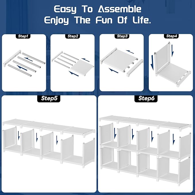 Mavivegue Book Shelf, 20 Cube Storage Organizer, DIY Bookcase, Metal Cube Bookshelf, Tall Book case for Bedroom, Living Room,