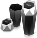 Auto Dynasty Car Trash Can with Lid, Silver Car Garbage Can Cup Holder for Interior, 2 Pack Mini Leakproof Garbage Can, Multipurpose Storage Organizer for Vehicle Home Office