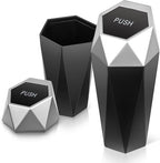 Auto Dynasty Car Trash Can with Lid, Silver Car Garbage Can Cup Holder for Interior, 2 Pack Mini Leakproof Garbage Can, Multipurpose Storage Organizer for Vehicle Home Office